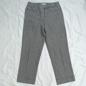 LOFT Marisa Houndstooth Crop Pants, Color Black/White Size 6